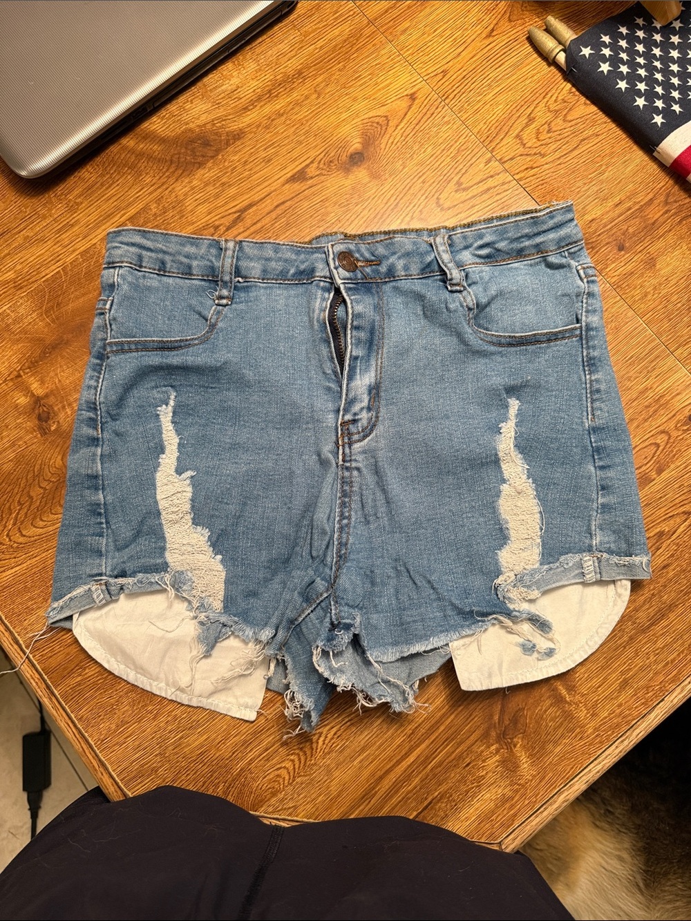 Women's Distressed Light Blue Denim Cutoff Shorts